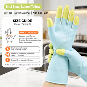 Gants de ménage en nitrile arc-en-ciel, imperméables, antidérapants, pour la vaisselle et le nettoyage de la cuisine - Product Image 5