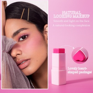 Colorete pigmentado vegano de alta calidad, crema de maquillaje facial con corazón rosa de larga duración, rubor con logotipo personalizado, venta al por mayor, tono de piel justo - Product Image 4
