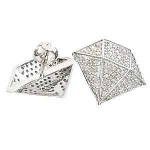 Boucles d'oreilles Hip-Hop en or blanc serties de diamants naturels ronds de 0,70 carat - Product Image 1