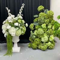 Centre de table de mariage blanc et vert, arrangement floral artificiel d'hortensias et de lys pour la décoration de banquet