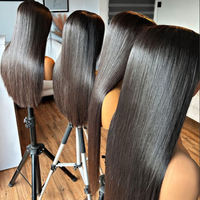 Peluca de Cabello Humano Vietnamita 100% Extraordinaria, Sin Nudos, Transpirable, Color Natural SDD, Peluca Frontal, Peluca Lisa para Alfombra Roja