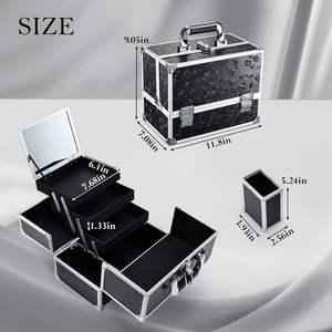 Estuche de Maquillaje con Espejo, Caja de Almacenamiento de Cosméticos Grande de 11.8 Pulgadas con Cierre, Personalizable OEM/ODM, Resistente al Polvo, Capacidad de 15L - Product Image 1