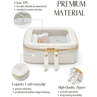 Pochette cosmétique transparente carrée en PU imperméable et écologique avec fermeture éclair pour sac de voyage