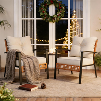 Fauteuils de patio en osier très demandés, chaises d'appoint de bistrot en rotin pour l'extérieur, ensemble de canapés individuels pour véranda et balcon