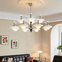 Lustre de salon en fer forgé style crème français, vintage, à spectre complet, protection oculaire, éclairage principal pour grandes salles et toute la maison