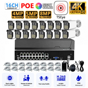 Kit de caméra de sécurité TSEye 8MP 16CH POE, 4K Ultra HD, vision nocturne couleur, double éclairage, IP66, système de surveillance étanche - Product Image 1