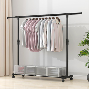 Telescopic Foldable Double Pole <b>Clothes</b> <b>Rack</b> Floor Standing Storage Minimalist Design Drying <b>Rack</b> For Balcony And Indoor Use - Product Image 4