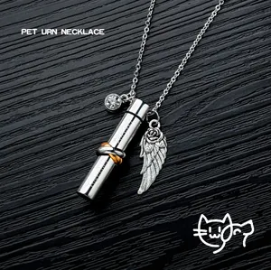 TTT Wholesale Stainless Steel Pet Product Cremation Pendant Pet Ashes Urn Necklace For Dog Cat
