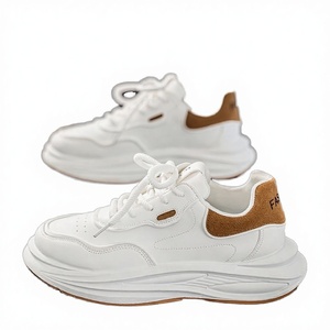 New Men's Spring 2025 Breathable <b>White</b> Canvas <b>Lace</b>-up Sneakers Versatile Thick-soled Walking Shoes Casual Trendy Fashion - Product Image 3