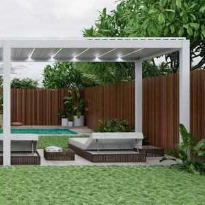 Pergola Bioclimatica Economica con Archi <span class=keywords><strong>in</strong></span> Alluminio Tenda da Sole a Baldacchino per Giardino Piscina Pergola Motorizzata da Esterno - Product Image 3