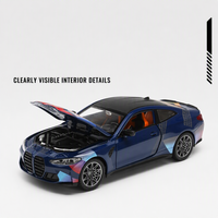 Modèle de voiture de course en alliage moulé sous pression à l'échelle 1/24 avec effets sonores et lumineux, fonction de recul et portes ouvrables, jouet de collection pour cadeau