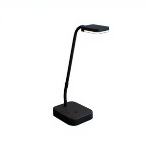 Lampe de table LED réglable Lumetal, abat-jour rectangulaire noir, commande par bouton, intensité variable, blanc chaud 3000K, corps en métal, design européen - Product Image 1