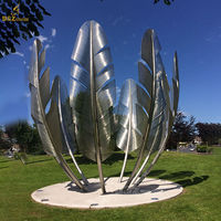 Ville jardin parc extérieur fleur en métal Art abstrait décoration Statues grande Sculpture de pissenlit en acier inoxydable