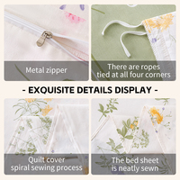 Parure de lit 4 pièces en coton 100% personnalisable avec motifs floraux, housse de couette et draps, tailles King Size, Queen Size, Full Size, ultra douce, vente en gros