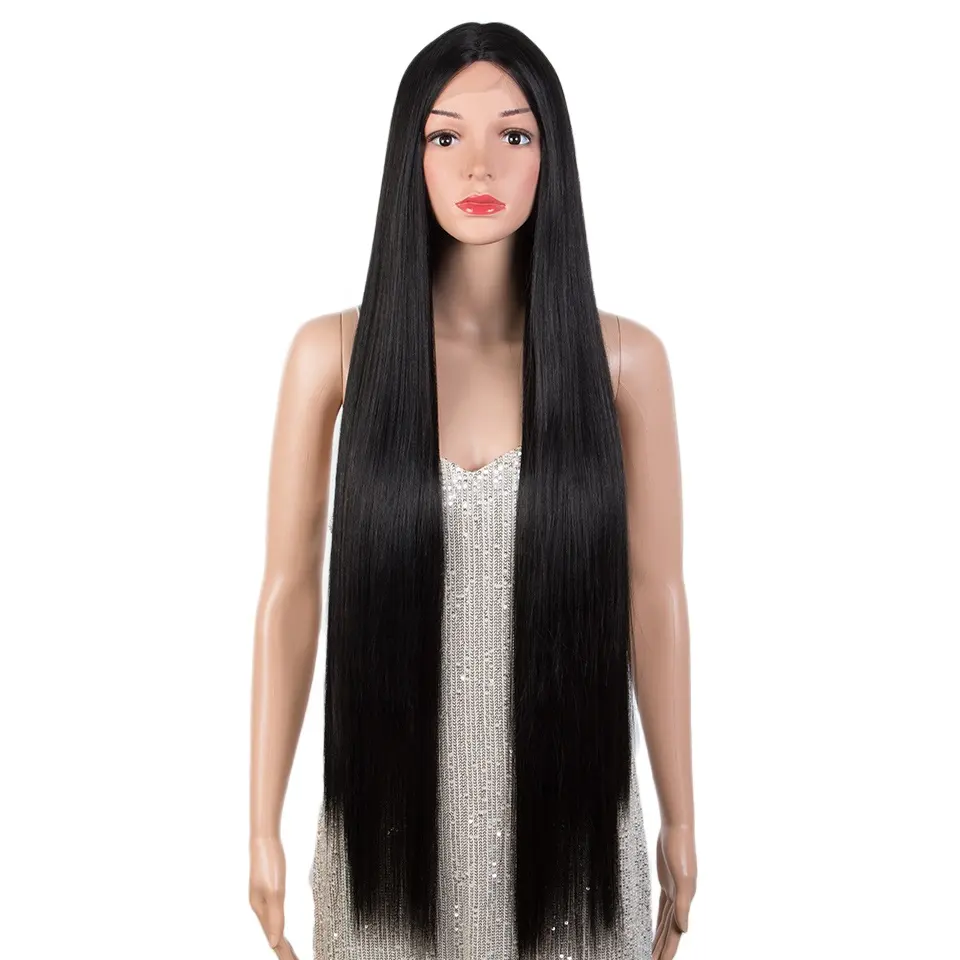 Wholesale Cosplay Wigs For Black Women Long Straight Synthetic Lace Wig 38 Inch Ombre Blonde High temperature heat resistance