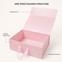 Boîte cadeau pliable magnétique à couvercle rabattable, en carton rigide, avec poignée en ruban, emballage plat sans ruban adhésif