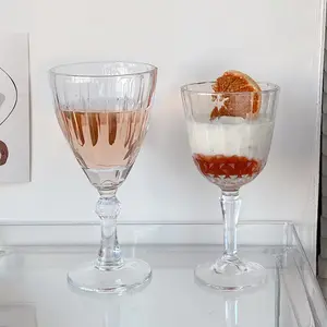 Copa de cristal de lujo con patrón de diamante portugués, copa de vino tinto, venta directa de fábrica