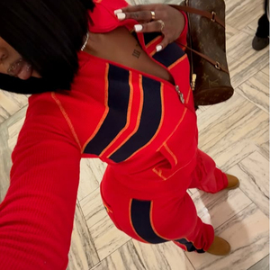 Women Tracksuits Rubber Logo Women Clothing 2 Pcs <b>Set</b> Jacket Cotton Jogger <b>Set</b> Loungwear Women Sweatsuits Waffle <b>Knit</b> <b>Set</b> - Product Image 3