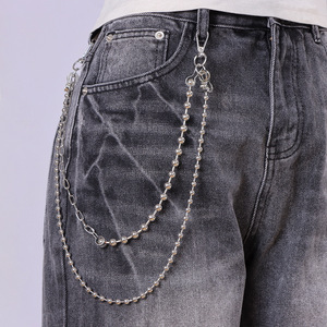 Western Hip Hop Metal Waist <b>Chain</b> Double Layer Ball Beaded Zinc Alloy Casual Streetwear <b>Jeans</b> Accessory - Product Image 1
