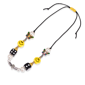 Wang yibo zhou yutong chính thức chính hãng ngọc trai xúc xắc mỉm cười mặt vòng cổ hip hop phong cách dây chuyền vàng cho nam giới phụ nữ thời trang thương hiệu - Product Image 5