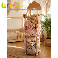 Armoire de rangement multifonctionnelle moderne en bois durable et écologique pour animaux en peluche, avec panier de basket, organisateur de jouets mignon pour chambres de tout-petits