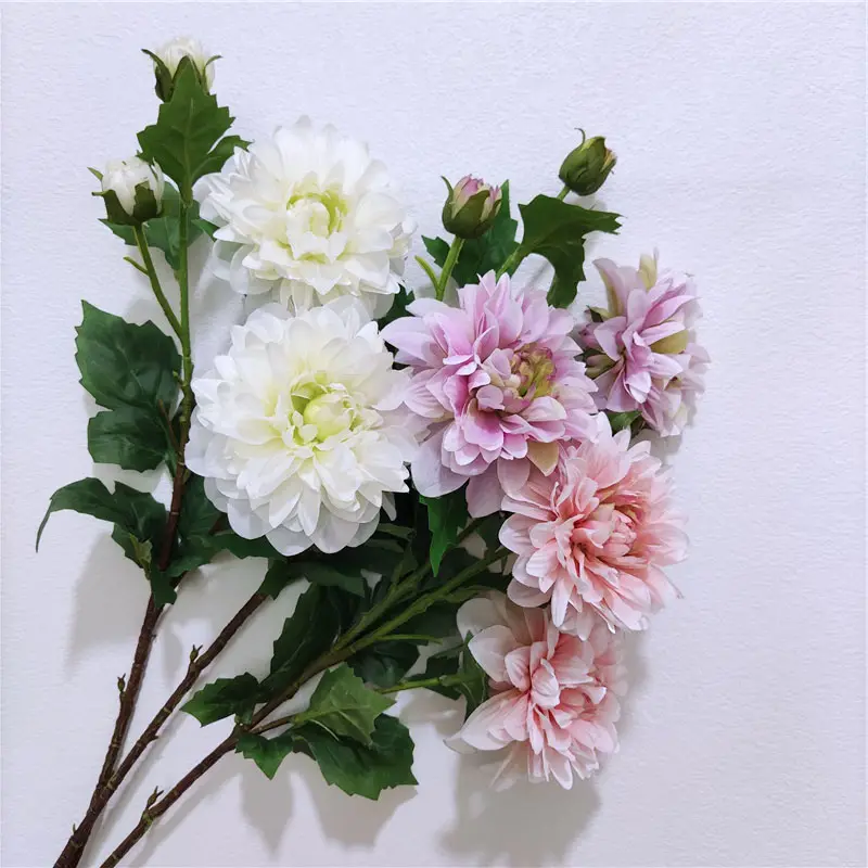 새로운 디자인 인공 국화 실크 꽃 2 헤드 인공 꽃 홈 웨딩 장식