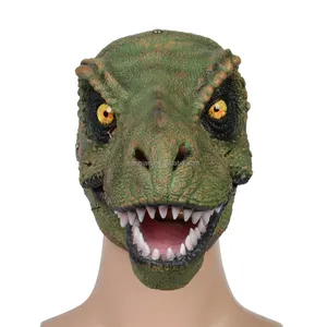 Hot Sale Realistic Green Dinosaur Latex Mask Custom Theme Special Party Supplies High Quality Adult Cosplay Funny Party Masks