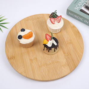 Bandeja giratoria de madera maciza, plato redondo de bambú para servir postres, frutas, uso en hoteles y restaurantes - Product Image 1