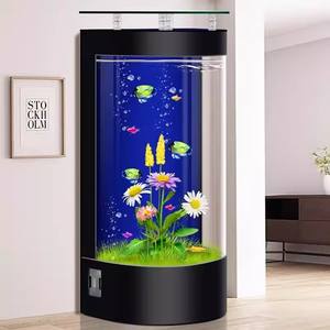 <span class=keywords><strong>ตู้</strong></span>ปลาทรงรีแบบตั้งพื้นสำหรับห้องนั่งเล่น ดีไซน์หรูหราทันสมัย ทำจากกระจกสีแดง พร้อมระบบกรองด้านหลัง เหมาะสำหรับเลี้ยงปลาทอง - Product Image 1