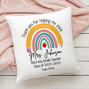 <strong>Personalised</strong> Nordic Plain Rainbow Pillow Case Custom Name <strong>Cushion</strong> <strong>Cover</strong> Thank You Helping Me Shine Teacher Appreciation Gifts - Product Image 4