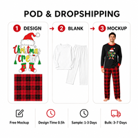 Ensembles de Pyjamas de Noël Assortis pour la Famille Taille Élastique Logo Avant Printemps Manches Longues pour Femmes Hommes Enfants Couples