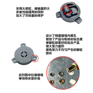 Roulettes Norton en nylon à profil bas, diamètre 56 mm, pour armoires et canapés - Product Image 3