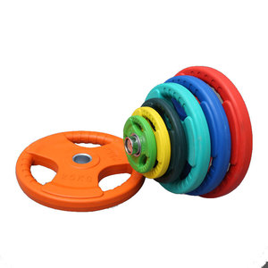Équipement de fitness et de musculation : Barre d'haltères colorée économique, personnalisée pour l'entraînement, et disques de poids en caoutchouc de 45 lb pour haltérophilie olympique - Product Image 6