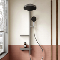 Ensemble de douche mural thermostatique en laiton gris anthracite pour hôtel, avec mitigeur de douche pluie et robinet de douche