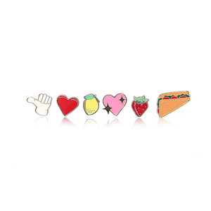 V & R Qingdao Bijoux Gioielli Émail Mignon Amour Coeur Fruits <span class=keywords><strong>Broche</strong></span> <span class=keywords><strong>Lot</strong></span> <span class=keywords><strong>De</strong></span> 6 Pièces - Product Image 1