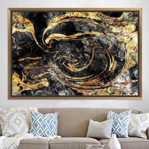 Gold Marble Canvas Wall Art: Shimmery Alcohol Ink Print,GOLD <b>FRAMED</b> CANVAS - Product Image 2