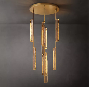 Lustre en cristal K9 de haute qualité, grand, long, moderne et luxueux pour hall d'hôtel, escalier de villa dorée. - Product Image 6