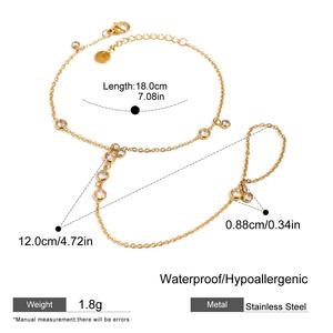 Wholesale <strong>Stainless</strong> <strong>Steel</strong> Hand Chain with Ring 18K PVD Gold Plated Tarnish Free <strong>Jewelry</strong> Bracelet Fashion Chain Link Bracelets - Product Image 6