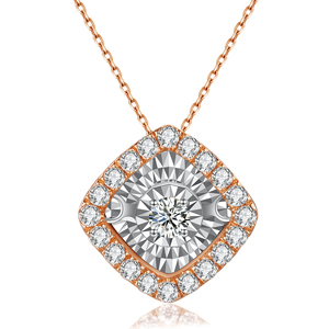 Colgante Cristiano Geométrico Hecho a Mano en Oro Sólido de 18K con Diamante Natural de Corte Brillante y Baño de Rodio, Regalo Clásico Romántico - Product Image 1