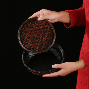 Handmade Bamboo Woven Water Jug Round Chinese Style <b>Tea</b> Tray Eco Friendly <b>Tea</b> <b>Set</b> Base - Product Image 4