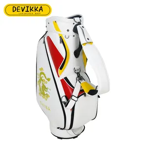 KONDAY üretici 6-ways büyük kapasiteli OEM PU deri erkek kadın ejderha desen Golf tur çantası Golf çantası