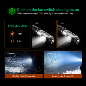 Nhà máy trực tiếp xách tay cường độ cao 90 ° có thể điều chỉnh ánh sáng ngọn đuốc COB làm việc cắm trại ánh sáng có thể sạc lại dẫn đèn pin - Product Image 3