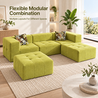 Modulares Hochdichte-Schaumstoffsofa, Flexibles Blockdesign, L-förmiges Gestepptes Würfelsofa mit Ottoman, Werksanpassung