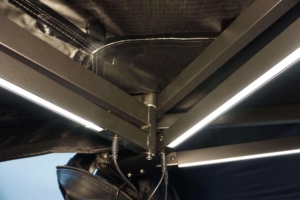 Auvent de camping extérieur à double bras avec éclairage LED, en tissu Oxford 600D résistant à l'eau, avec bras carré en aluminium et support en tube en forme de fleur de prunier - Product Image 4