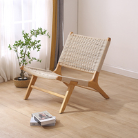 Fauteuil inclinable Design confortable, Patio, pelouse, jardin, terrasse, Construction en bois, siège Web tissé, chaise paresseuse naturelle