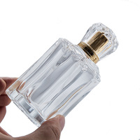 Botol Parfum Kaca Transparan 100ml dengan Tutup Bentuk Bunga Enam Kelopak, Semprotan Tipe Tekan untuk Kosmetik, Sablon dengan Cahaya