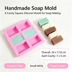 Molde de Silicona Cuadrado de 6 Cavidades para Jabón, Molde para Hacer Jabón Artesanal, Molde de Silicona de Grado Alimenticio, Logotipo Personalizado OEM ODM - Product Image 1