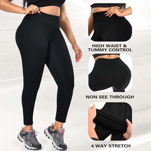 POVTY Leggings foderati in pile taglie forti da <span class=keywords><strong>donna</strong></span> con <span class=keywords><strong>pantaloni</strong></span> da Yoga morbidi elastici a vita alta e termica per il controllo della pancia invernale - Product Image 2