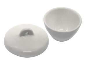 Crucible en porcelaine avec couvercle, forme courte, capacité 8 ml, 7x5x3 pouces - Lot de 15 - Product Image 2