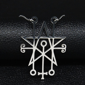 Nouveau pendentif Lucifer Signal, <span class=keywords><strong>pentagramme</strong></span> creux <span class=keywords><strong>du</strong></span> <span class=keywords><strong>diable</strong></span>, collier en acier inoxydable pour hommes et femmes, collier avec pendentif sceau <span class=keywords><strong>du</strong></span> <span class=keywords><strong>diable</strong></span> - Product Image 4